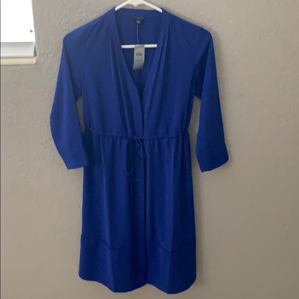 Blue quarter sleeve dress.